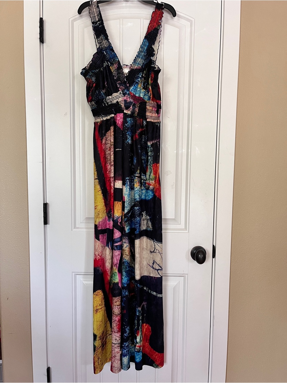 Boho Floral Ruched Maxi Dress Wrap V-Neck Sleeveless Beach Dress